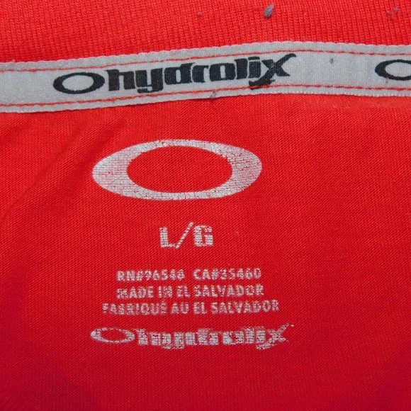 Oakley Mens L Solid Red Hydrolix T Shirt - Picture 2 of 9